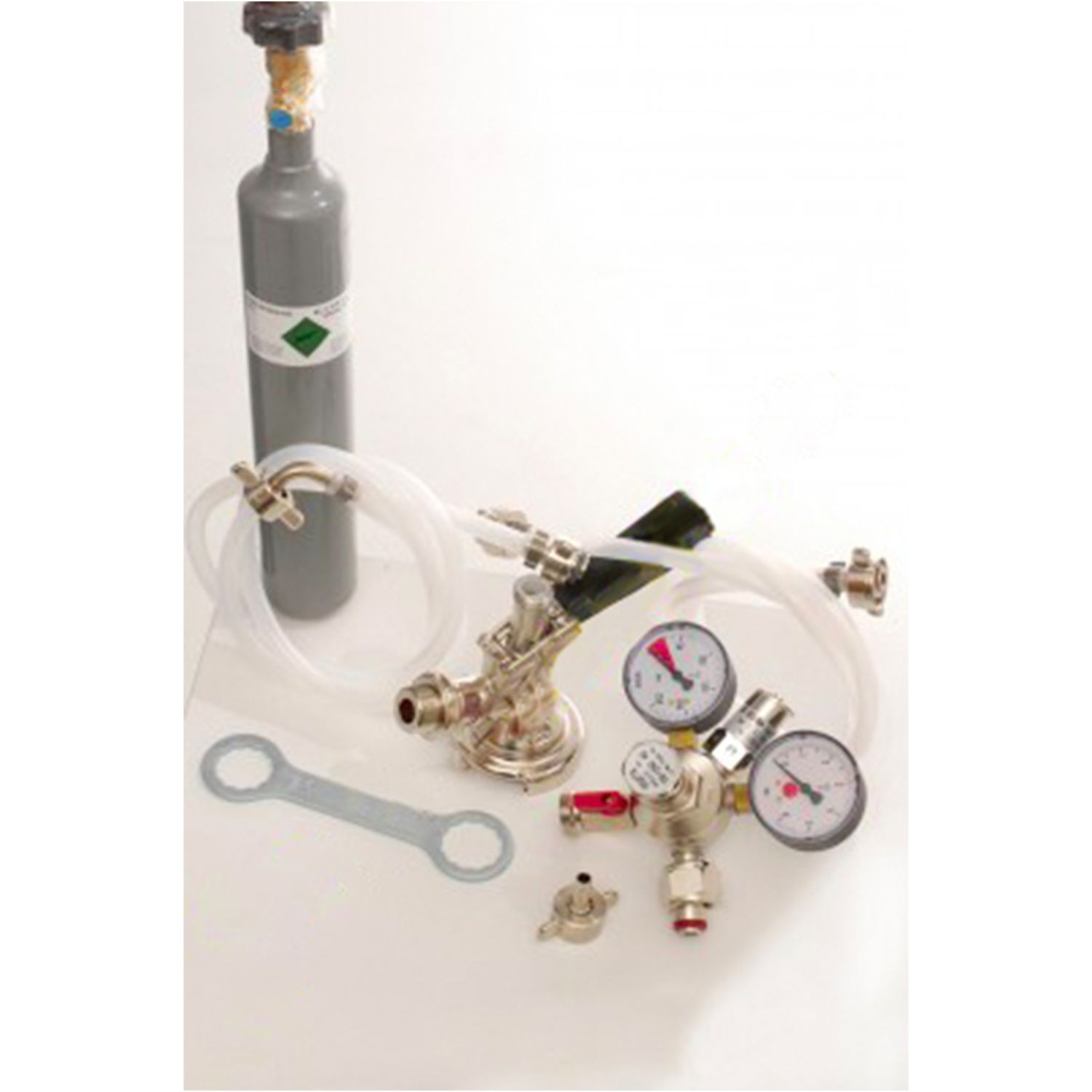 Zubehörpaket 1 mit Kombi Fitting, 10mm Bierschlauch und 0,5 kg CO2 Flasche
